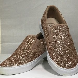 Gap Kids Rose Gold Glitter Slip-on Sneakers Sz 4